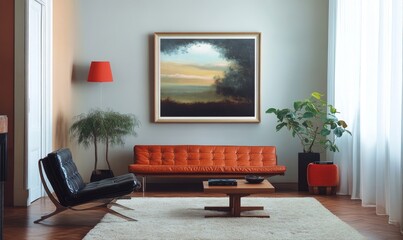 Fototapeta premium Mid Century Modern Living Room Interior Design