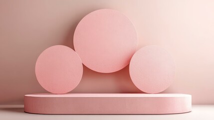 Fototapeta premium Abstract Pink Geometric Display Podium