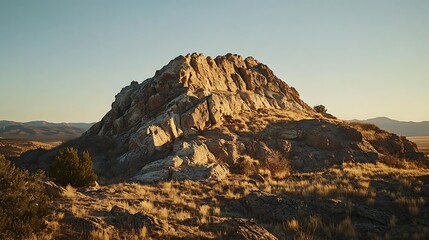 Fototapeta premium Majestic Rock Formation Basking in Golden Sunlight