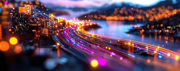 Obraz premium Vibrant Cityscape with Night Lights