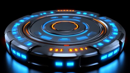 Futuristic Circular Device with Glowing Lights
