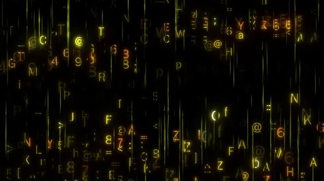 デジタルコードが流れる背景映像