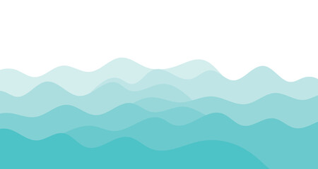 Sea waves. Blue river ocean wave layer vector background illustration
