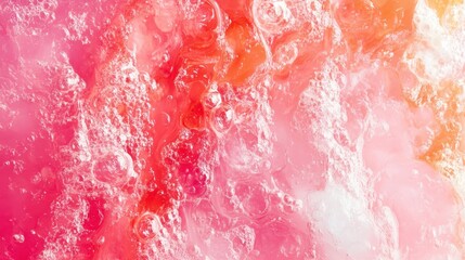 Fototapeta premium Abstract Pink and Orange Liquid with Bubbles Swirling Texture Background