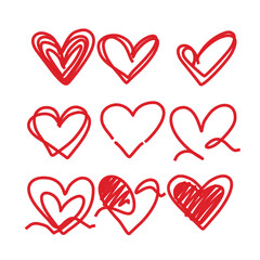 Hand drawn hearts. Design elements for Valentine's day.