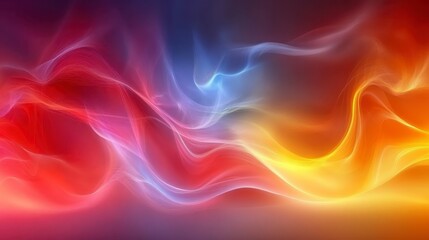 Obraz premium Abstract Colorful Swirling Smoke Glowing Energy Vibrant Red Blue Yellow Wave Background