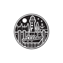 Naklejka premium Harbour icon vector design symbol art illustraition