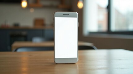 Blank handphone on table.