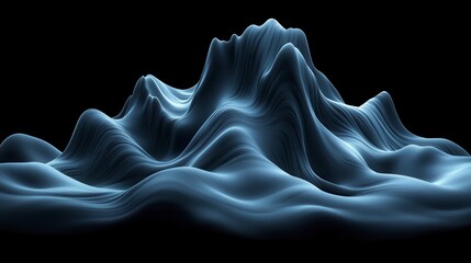 Fototapeta premium Abstract Blue 3D Render of Flowing Waves Swirling Landscape Digital Art Smooth Curves Textured