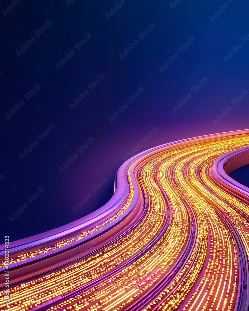 Poster vibrant light trails on dark background creating dynamic and abstract patterns for modern artwork an