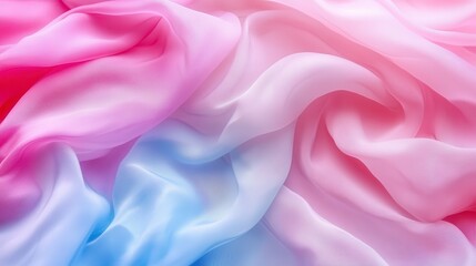 Fototapeta premium Pastel Pink and Blue Ombre Silk Fabric Texture Draped Soft Sheer Textile Background