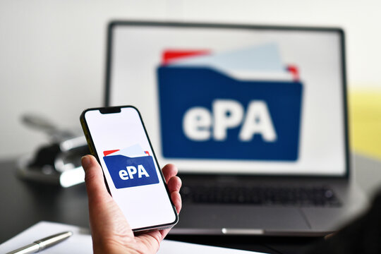 Hamburg, Germany - January 17, 2025: Mobile phone with the text ePA, electronic patient file (Elektronische Patientenakte), Symbol for starting the app for electronic patient records in Germany