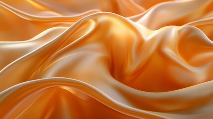 Fototapeta premium Luxurious Golden Silk Fabric Draped Texture Background Elegant Golden Satin Waves Smooth Textile