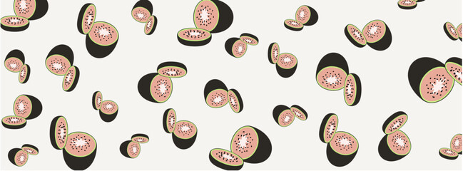 Tropical Kiwi and Leaves Seamless Pattern for Summer Vibes
