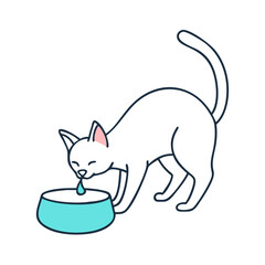 cat drinking from water bowl icon, cat drinking from water bowl vector illustration-simple illustration of cat drinking from water bowl, perfect for cat drinking from water bowl logos and icons