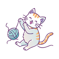 cat playing with yarn icon, cat playing with yarn vector illustration-simple illustration of cat playing with yarn, perfect for cat playing with yarn logos and icons