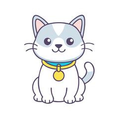 cat with a bell collar icon, cat with a bell collar vector illustration-simple illustration of cat with a bell collar, perfect for cat with a bell collar logos and icons