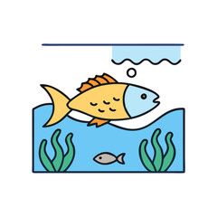 Naklejka premium fish swimming icon, fish swimming vector illustration-simple illustration of fish swimming, perfect for fish swimming logos and icons