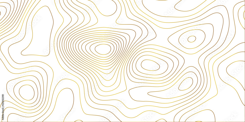 Aufkleber abstract white golden gradient topographic line map pattern background. contour elevation topographi