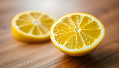 a sliced up lemon sitting on top of a wooden table