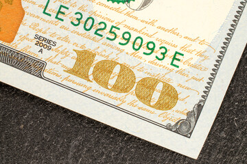 Fototapeta premium Fragments of a paper bill, macro, top view.