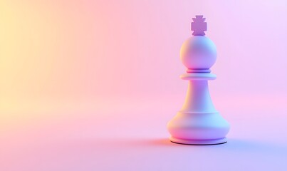 Single pink chess pawn on pink background.