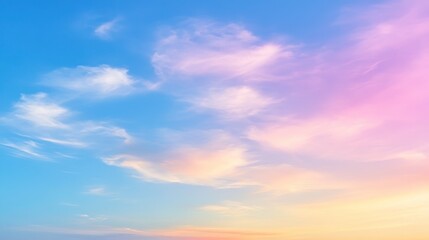 Obraz premium Serene Pastel Sunset Sky Soft Clouds Peaceful Colors Dreamy Atmosphere