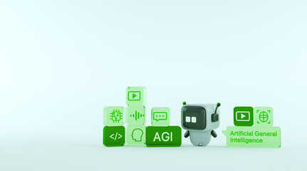 3d render robot chatbot, AGI, generative ai, AI assistant