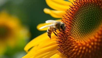 a bee that is sitting on a sunflower