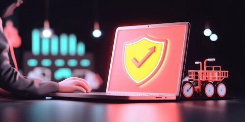 Digital Security Concept with Laptop Light