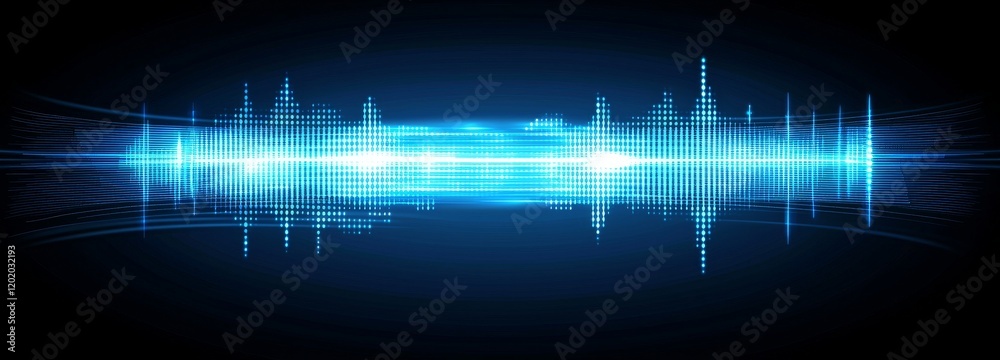 Poster digital technology background featuring a dynamic wave of glowing points, ideal for a futuristic pre