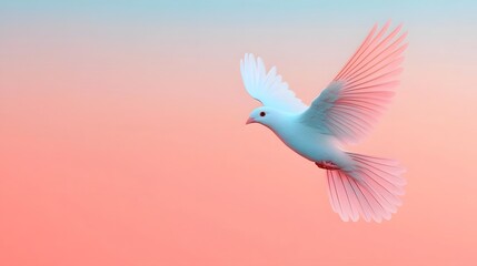 Obraz premium Soaring Blue Bird Across Pastel Dawn Sky in 3D