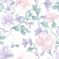 Pastel floral pattern with soft leaves and flowers
