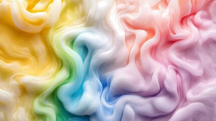 Obraz premium Abstract Pastel Rainbow Foam Swirl Texture Background Colorful Whimsical Design