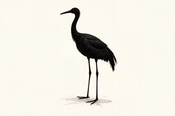 Obraz premium A traditional crane painting showcases a majestic bird, elegantly poised against a minimalist background, highlighting its beauty and grace.