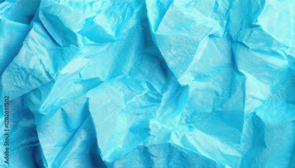 Aufkleber textured blue wrinkled fabric background with vibrant color and abstract folds for creative design, 