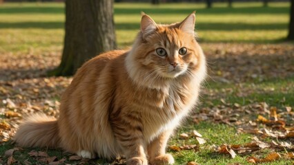 Obraz premium Fawn british longhair cat in the park