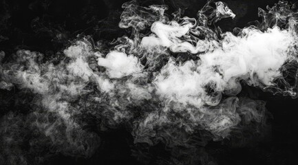 Dramatic white smoke plume set against a stark black background. 