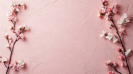 Elegant and minimalist pastel colored card design featuring decorative floral and botanical elements with a central blank area for adding text or other design elements