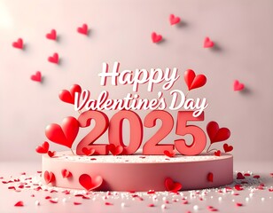 Vibrant 3D Valentine's Day 2025 Design with Hearts and Colors