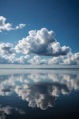 there is a boat that is floating in the water under a cloudy sky