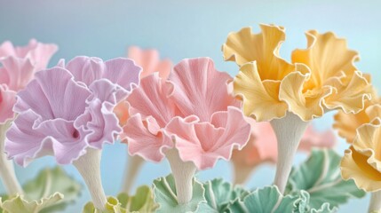 Reindeer Moss lichen in pastel colors on light background, tender botanical wallpaper, cotton fabric texture, delicate aesthetic effect