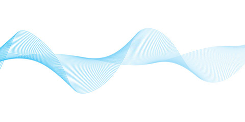 Abstract soft blue wave lines dynamic flowing colorful light isolated background. Vector illustration.