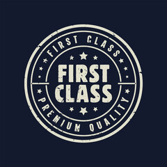 Fototapeta premium First class premium quality stamp circle logo