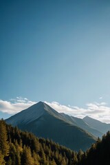 Fototapeta premium mountains in the distance with a few trees and a person on a horse