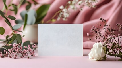 Elegant Pastel Colored Minimal Birthday Greeting Card Design with Blank Central Area for Personalized Message or Text  Perfect for Birthday Customizable Greetings