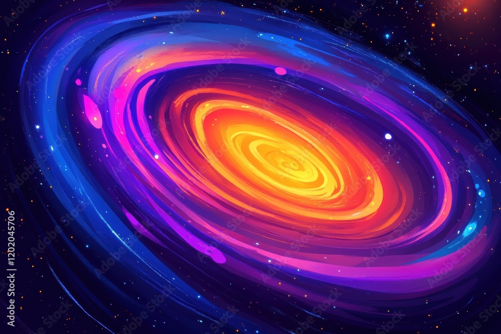 Poster Colorful galaxy with swirling nebula and glowing planets in a vibrant cosmic display. Generative AI