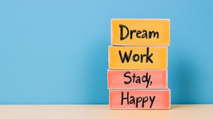 Naklejka premium Hand-Drawn Motivational Checklist for Achieving Dreams and Staying Happy