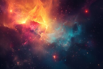 Obraz premium Celestial Nebula Colorful Cosmic Landscape