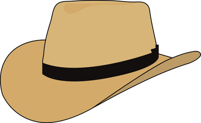 western cowboy hat drawing brown and black fedora vector illustration isolated white background